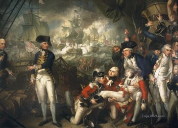 海戦 Painting - HMS クイーン シャーロットの甲板上のハウ卿 1794 年の海戦